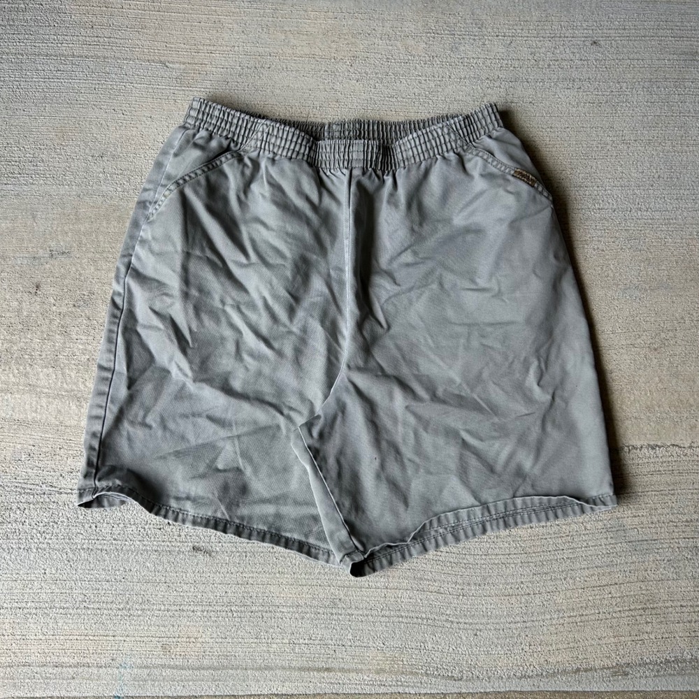 Vintage 2000s Chic Womens Gray Cotton Elastic Waist Casual Pull On Shorts